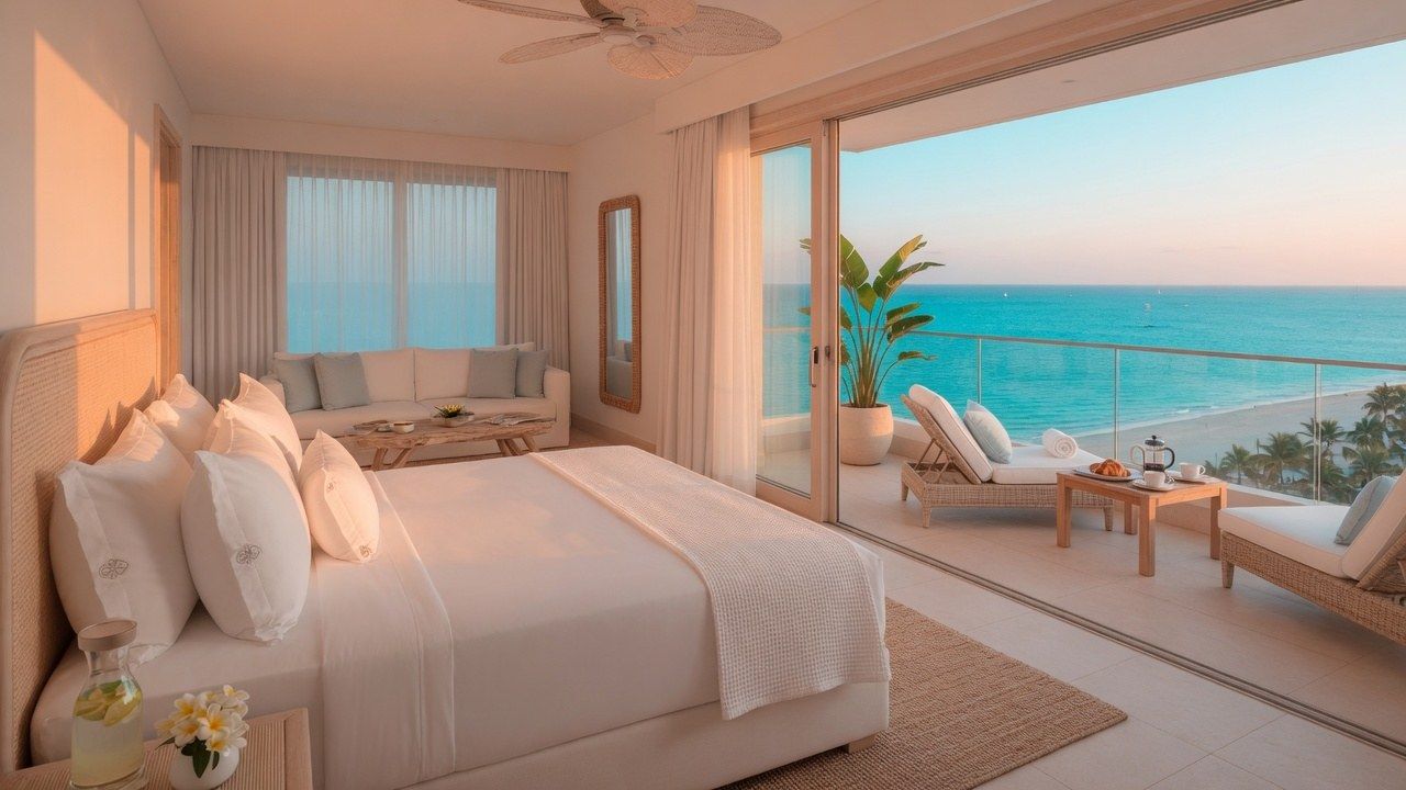 A bright modern hotel room