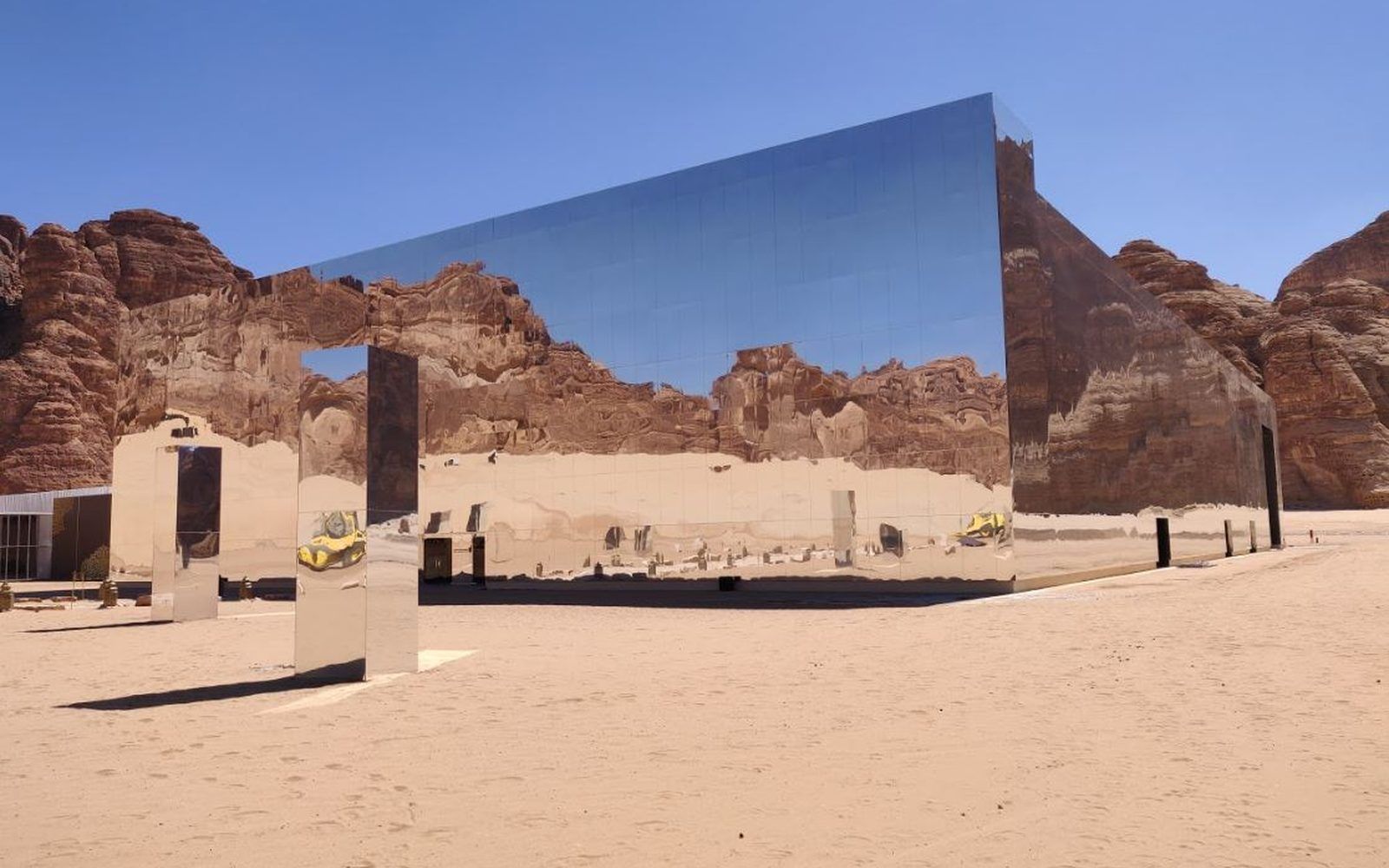 The mirrored Maraya hall in the AlUla desert